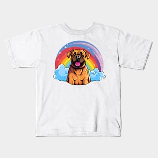 Cute Boerboel Rainbow Cloud Kawaii Dog Happy Puppy Kids T-Shirt